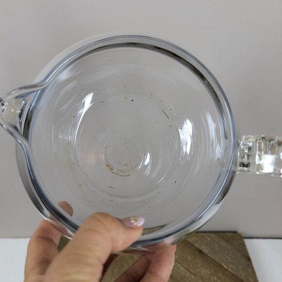 Vintage Pyrex Flameware Glass Teapot 6 Cup 7756 Heat Proof Blue Tint USA Made - Picture 11 of 11
